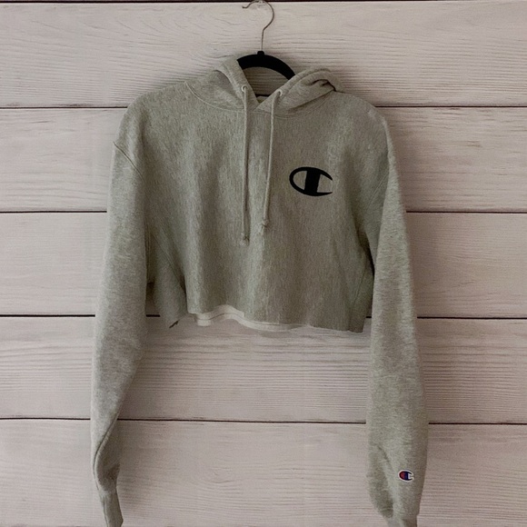 Champion Tops - Grey Champion Cropped Hoodie